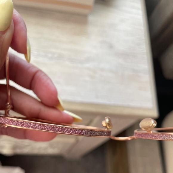 WORN ONCE! JIMMY CHOO Aline Gold Pink Rectangle Glitter Sunglasses - Picture 11 of 15